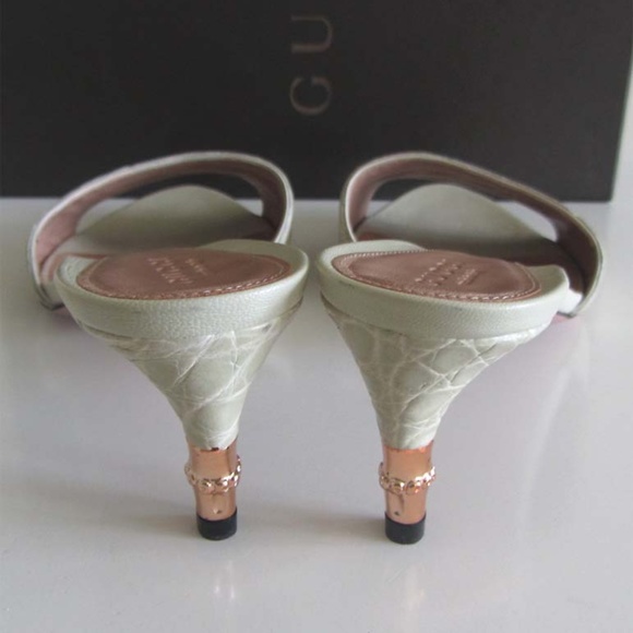 GUCCI Tom Ford alligator bamboo slide sandals 7 B - Picture 6 of 7